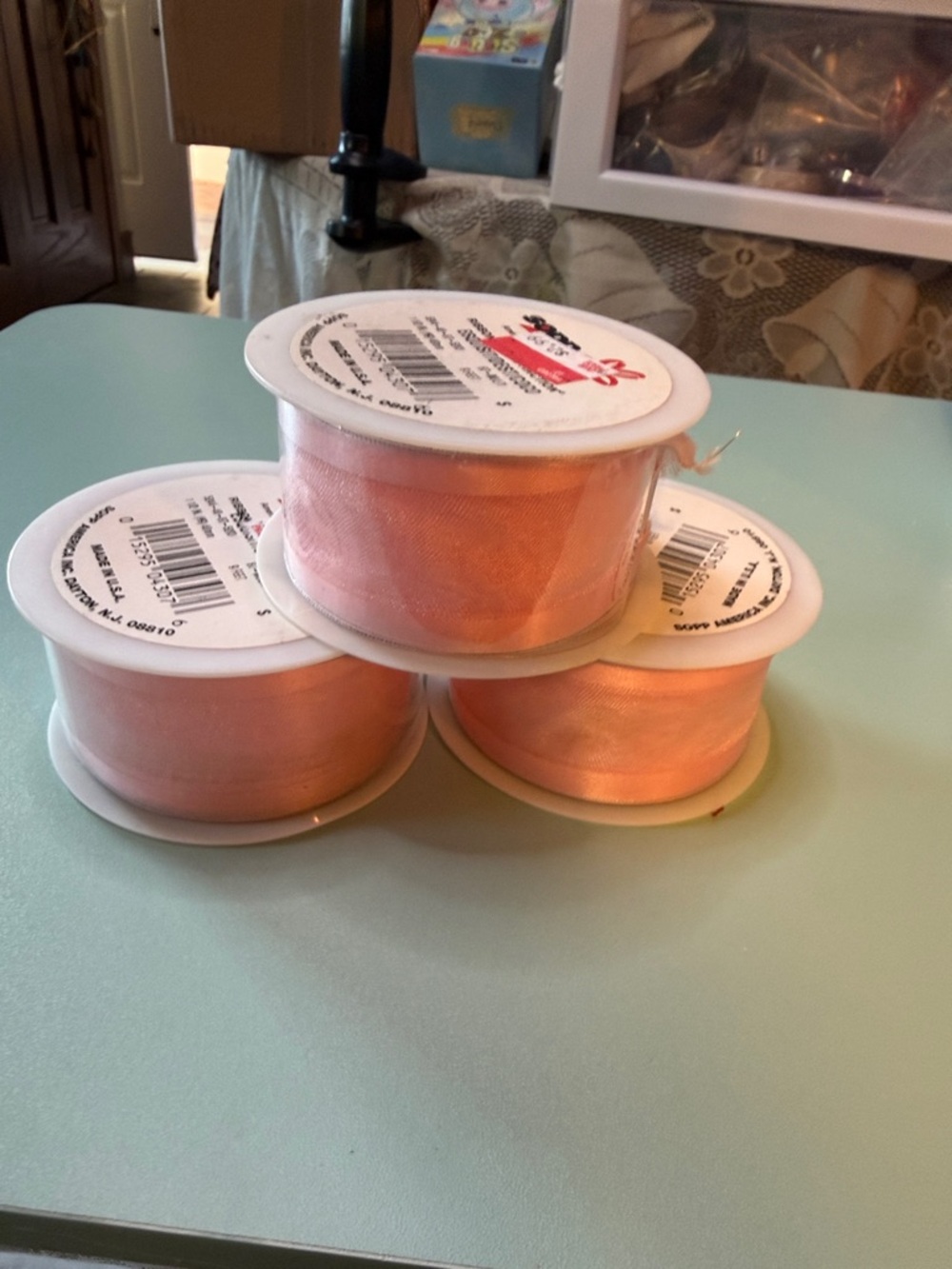 Pink Satin Ribbon Spools - Set of 3